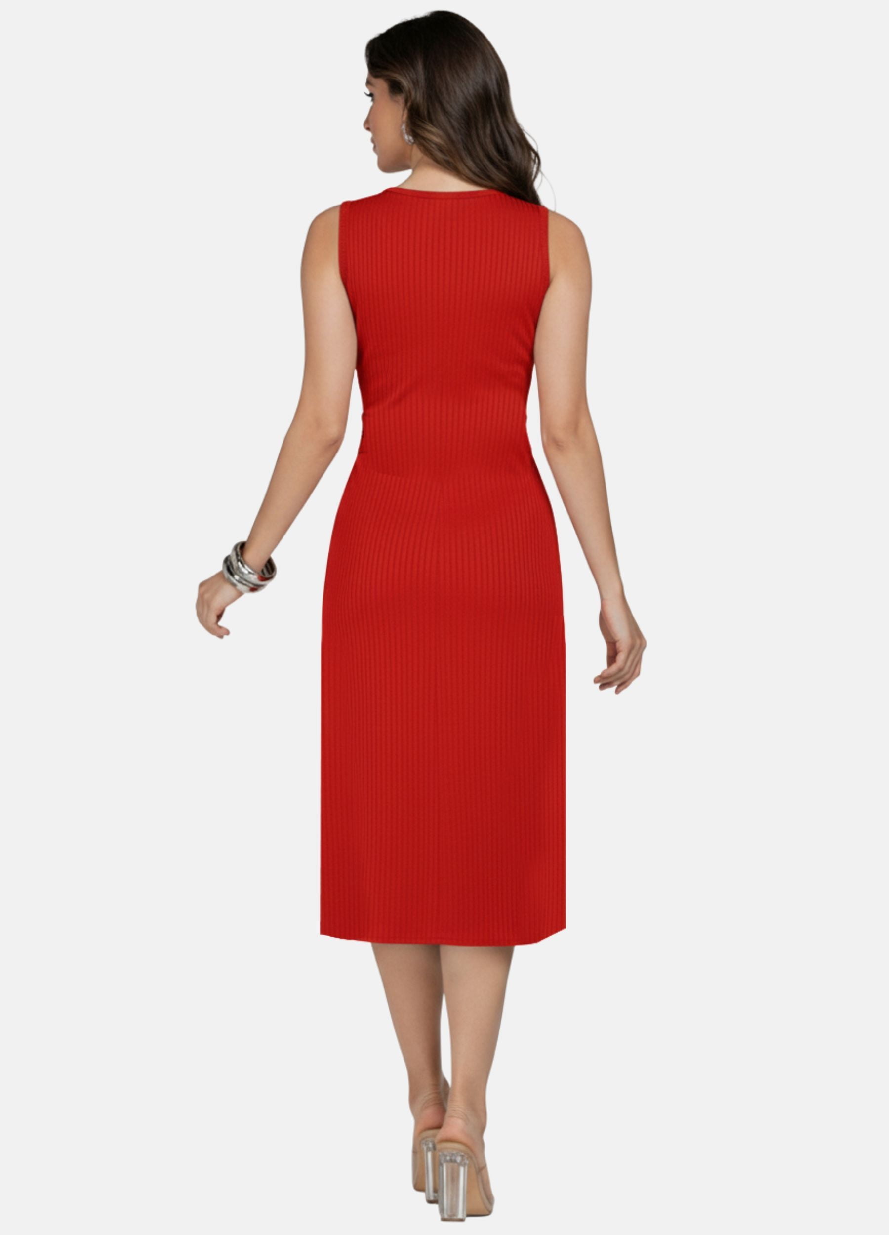 VESTIDO MIDI LUIZA CANELADO COM FIVELA 