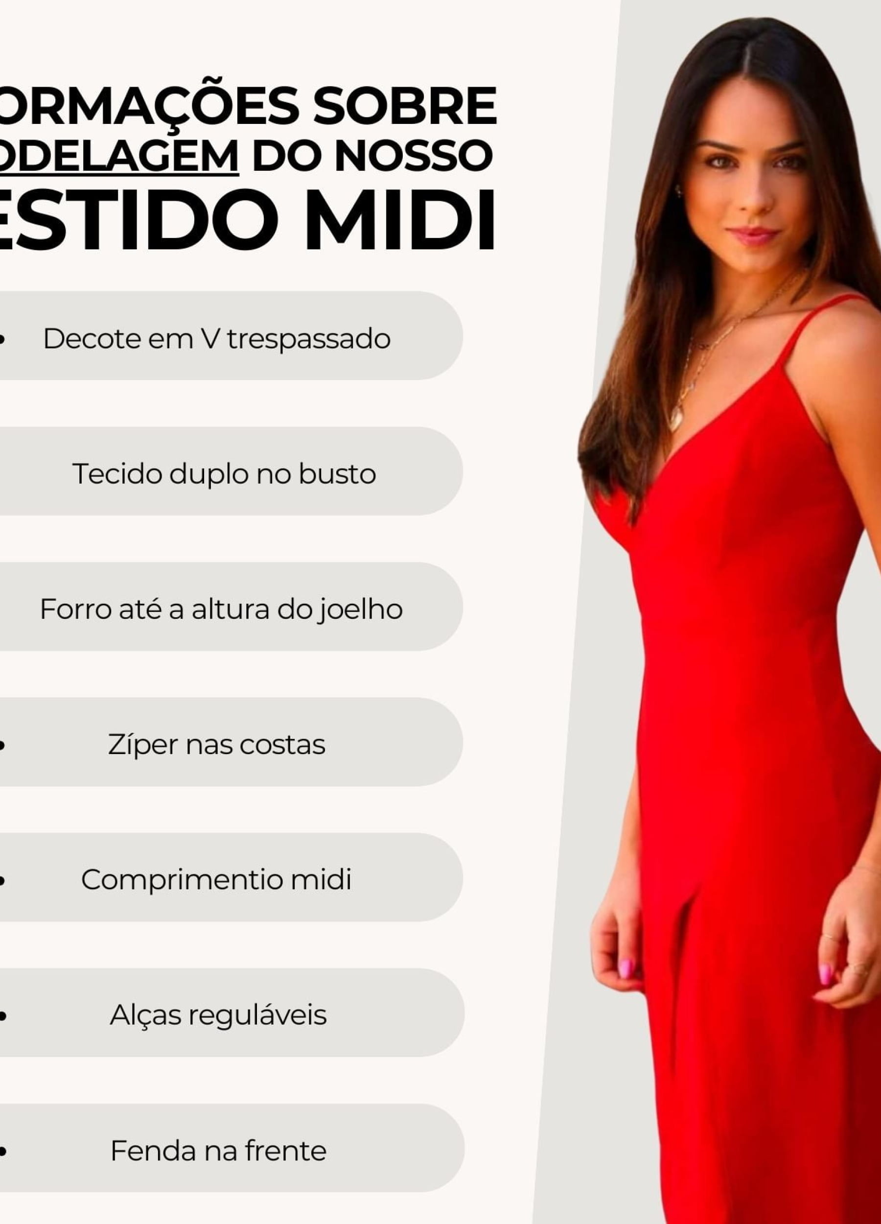 VESTIDO MIDI TRESPASSADO COM FENDA VERMELHO 