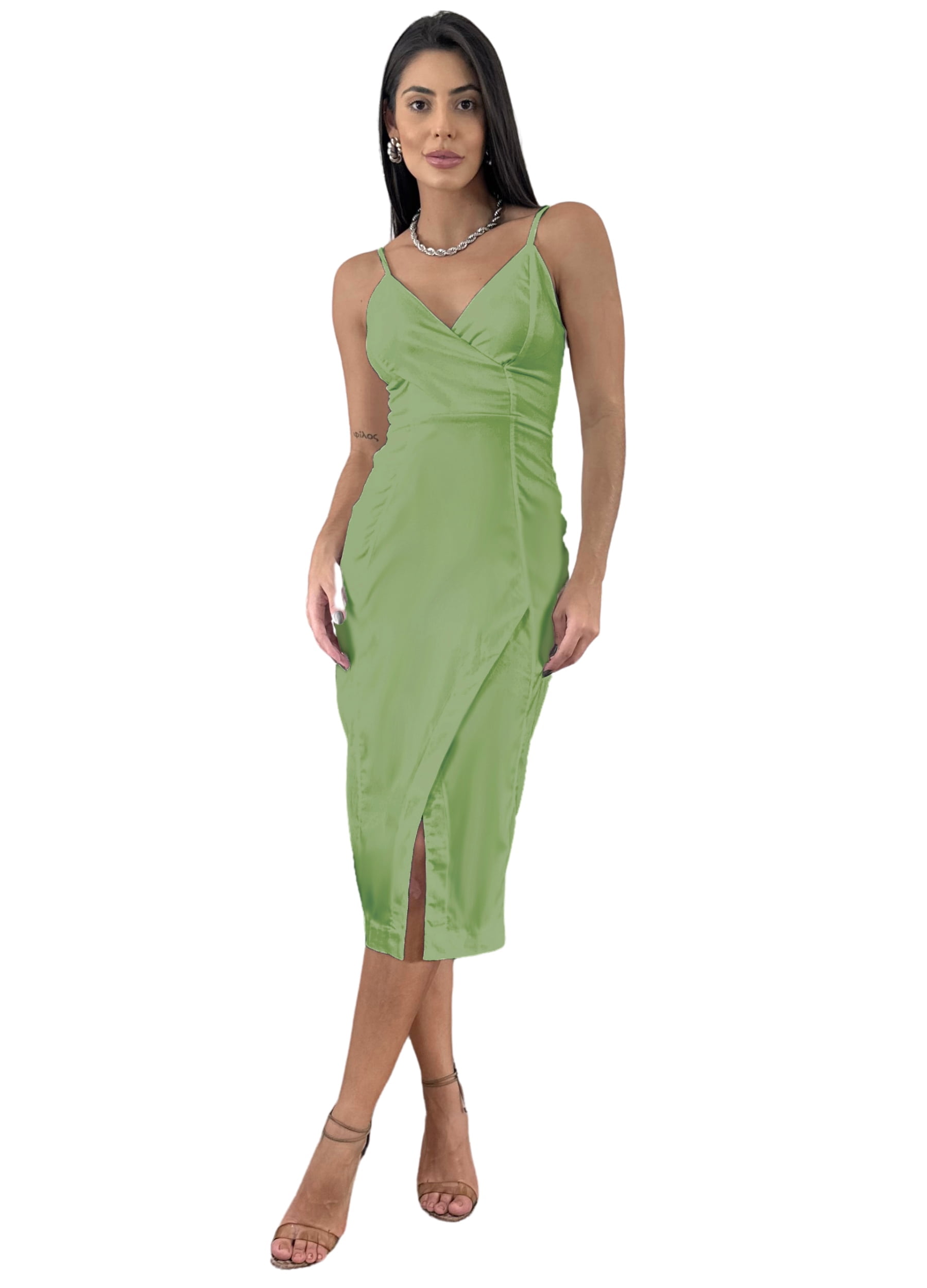VESTIDO TRESPASSADO COM FENDA