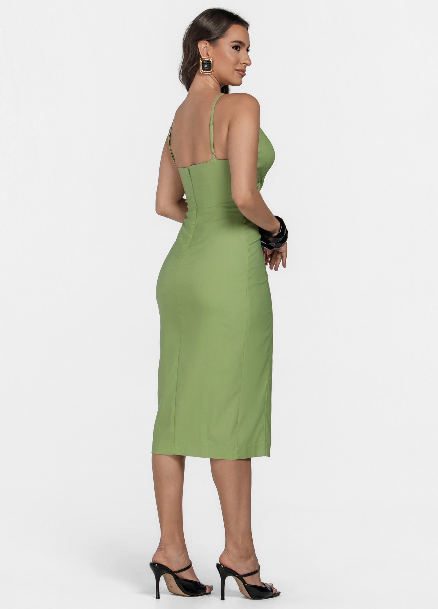 VESTIDO TRESPASSADO COM FENDA