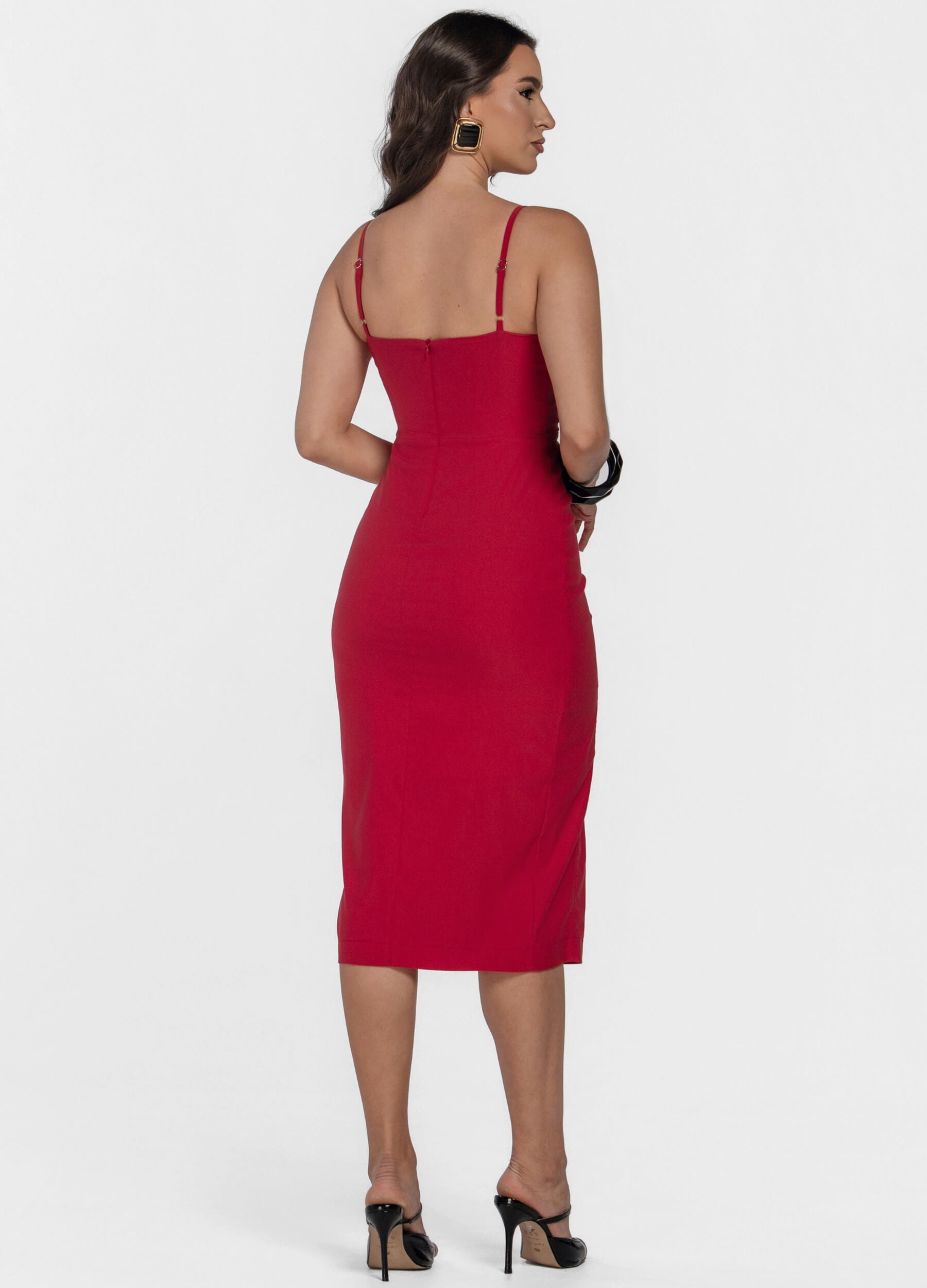 VESTIDO TRESPASSADO COM FENDA