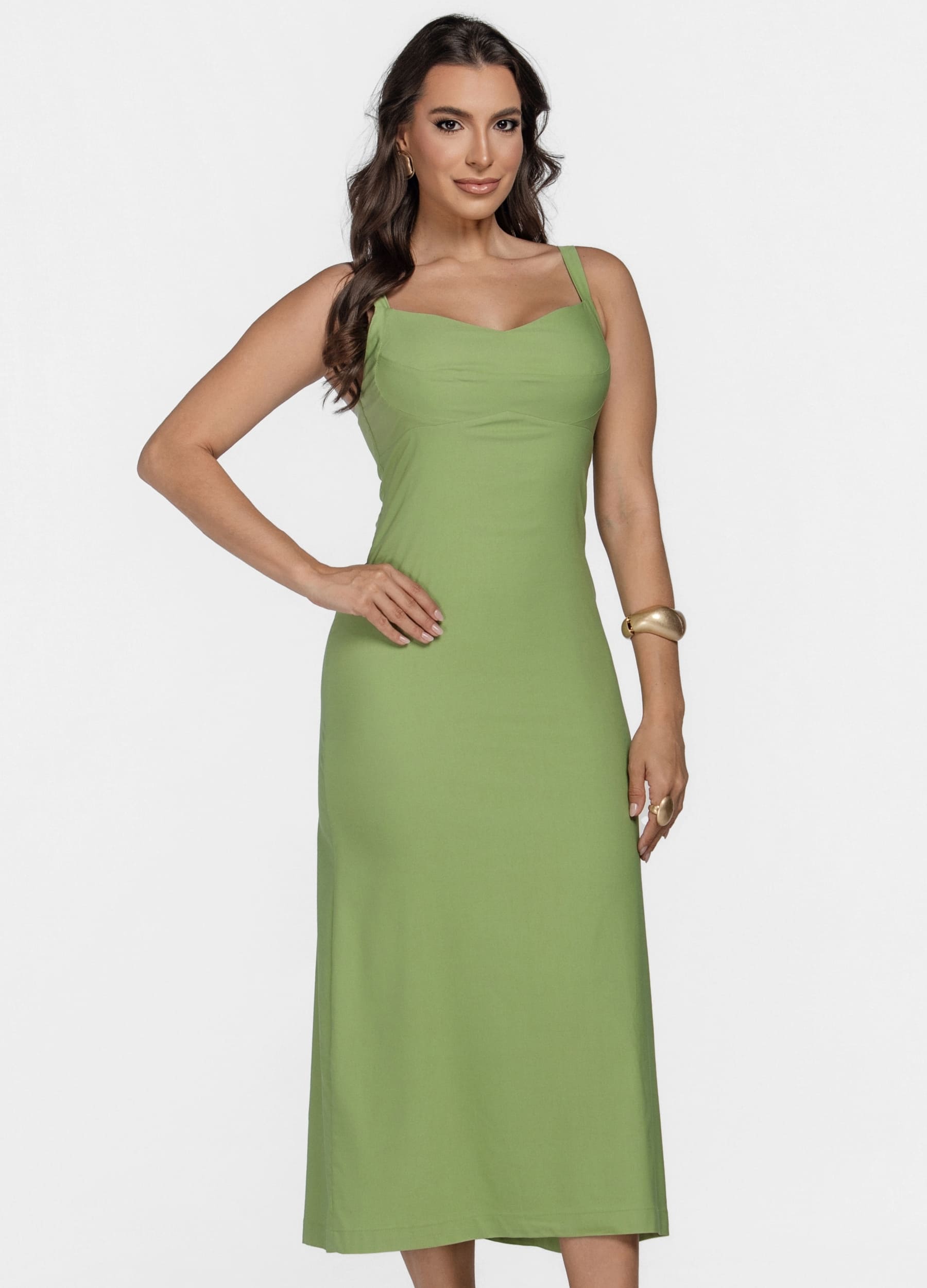 VESTIDO MIDI COM RECORTES NO BUSTO 