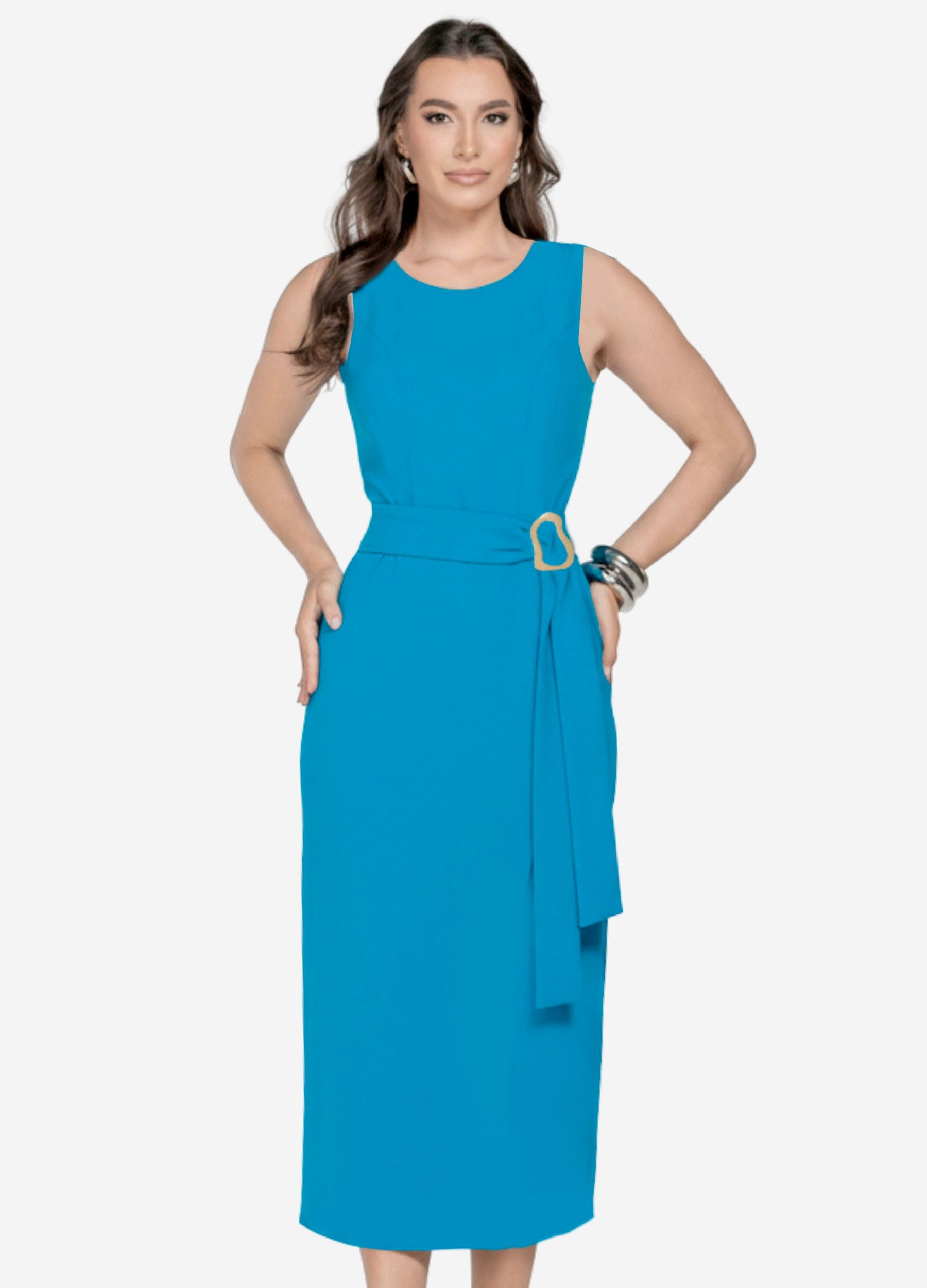 VESTIDO MIDI FLAVIA COM FIVELA