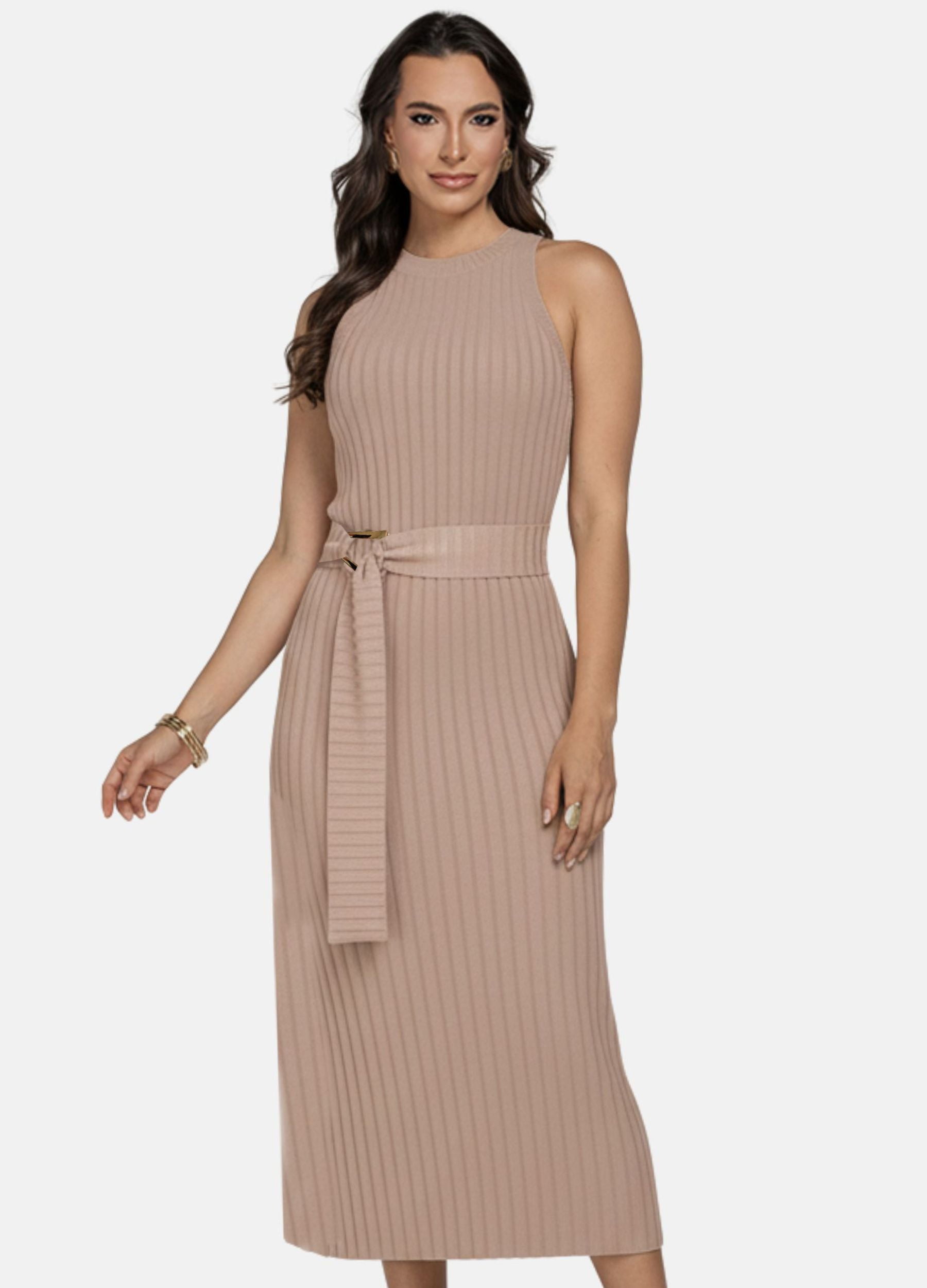 VESTIDO MIDI FLORENÇA CANELADO 
