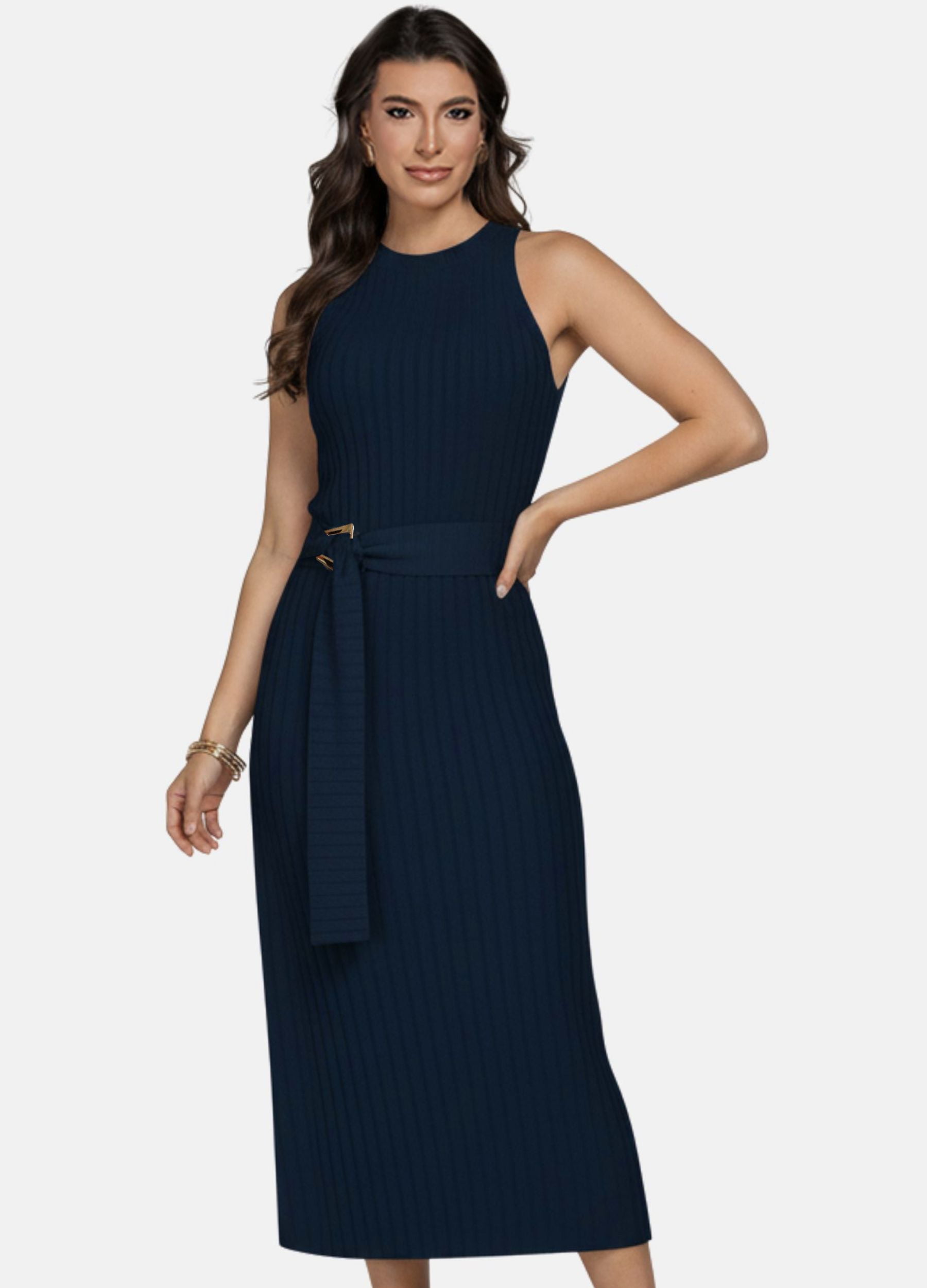 VESTIDO MIDI FLORENÇA CANELADO 